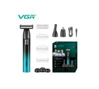 Триммер для стрижки волос VGR V-628, аккумулятор, черный, бирюзовый