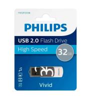 Флешка USB 32 Гб Philips VIVID2.0, USB2.0, белый, черный