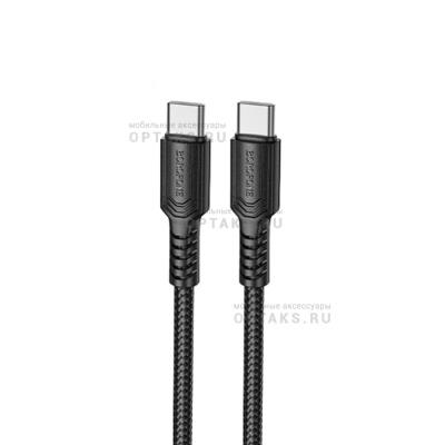 Кабель Type-C to Type-C BOROFONE BX116 Certain, 1m, 3A, PD60W, ткань, цвет: черный (1/360)