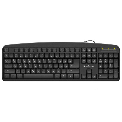 Клавиатура проводная DEFENDER Office HB-910 RU,черный,полноразмерная (1/20)