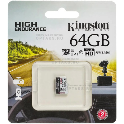 MicroSD 64GB Kingston Class 10 Canvas Select High Endurance UHS-I A1 V30 U1 (95 Mb/s) без адаптера